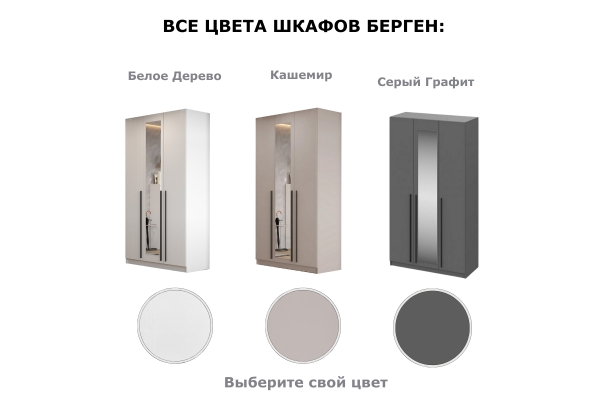 Шкаф трехдверный "Берген" ШК-1200 с зеркалом